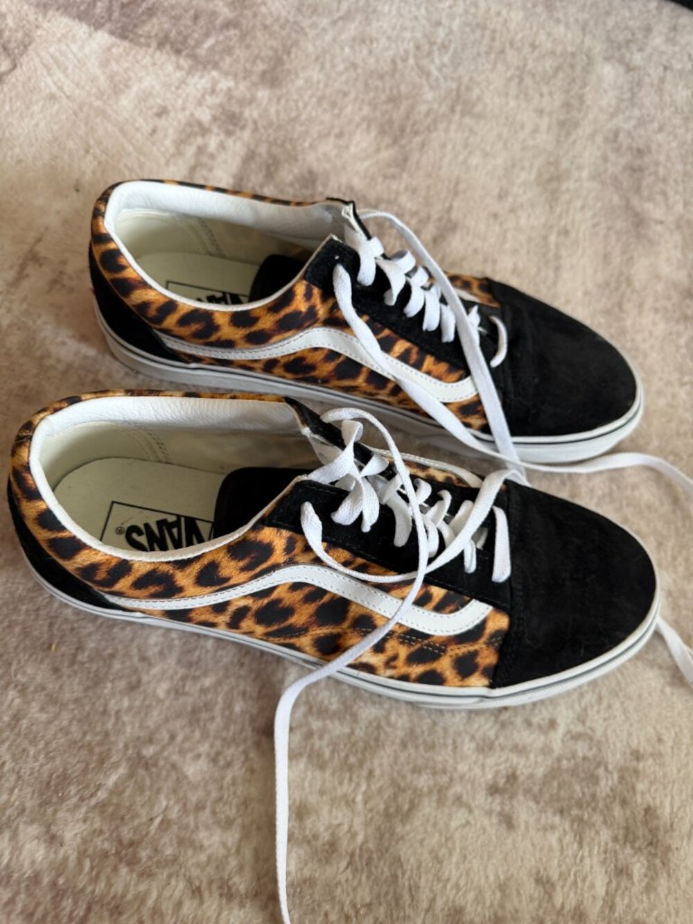 Vans Old Skool Leopard Print & Black Suede Sneakers Men’s Size 12 - Picture 3 of 5
